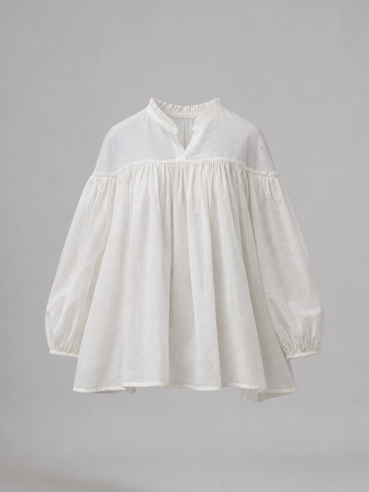Maiden shirtdress with bishop sleeves and Edwardian Neck