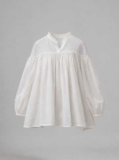 Maiden shirtdress with bishop sleeves and Edwardian Neck