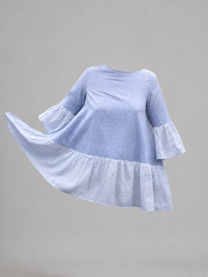 Dainty Daisy sky tunic dress with mal sleeves